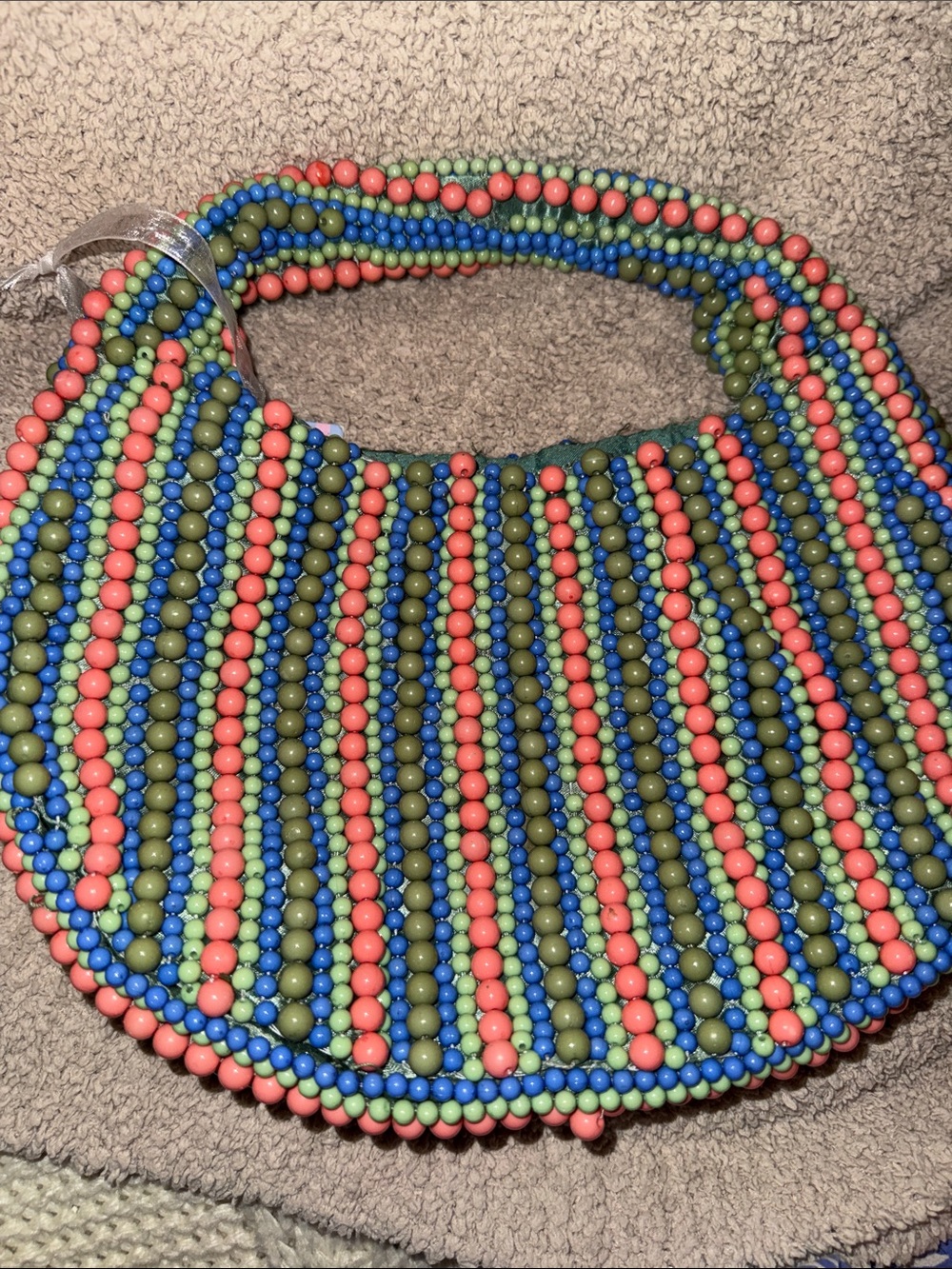Multicolor Beaded Handbag / Satchel — Statement Bag
